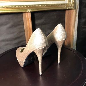 Platform heels / pumps, gold glitter, Women’s- 10